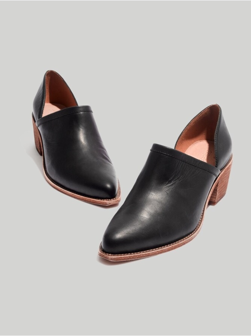 Madewell Black Leather Brady Low Cut Heel